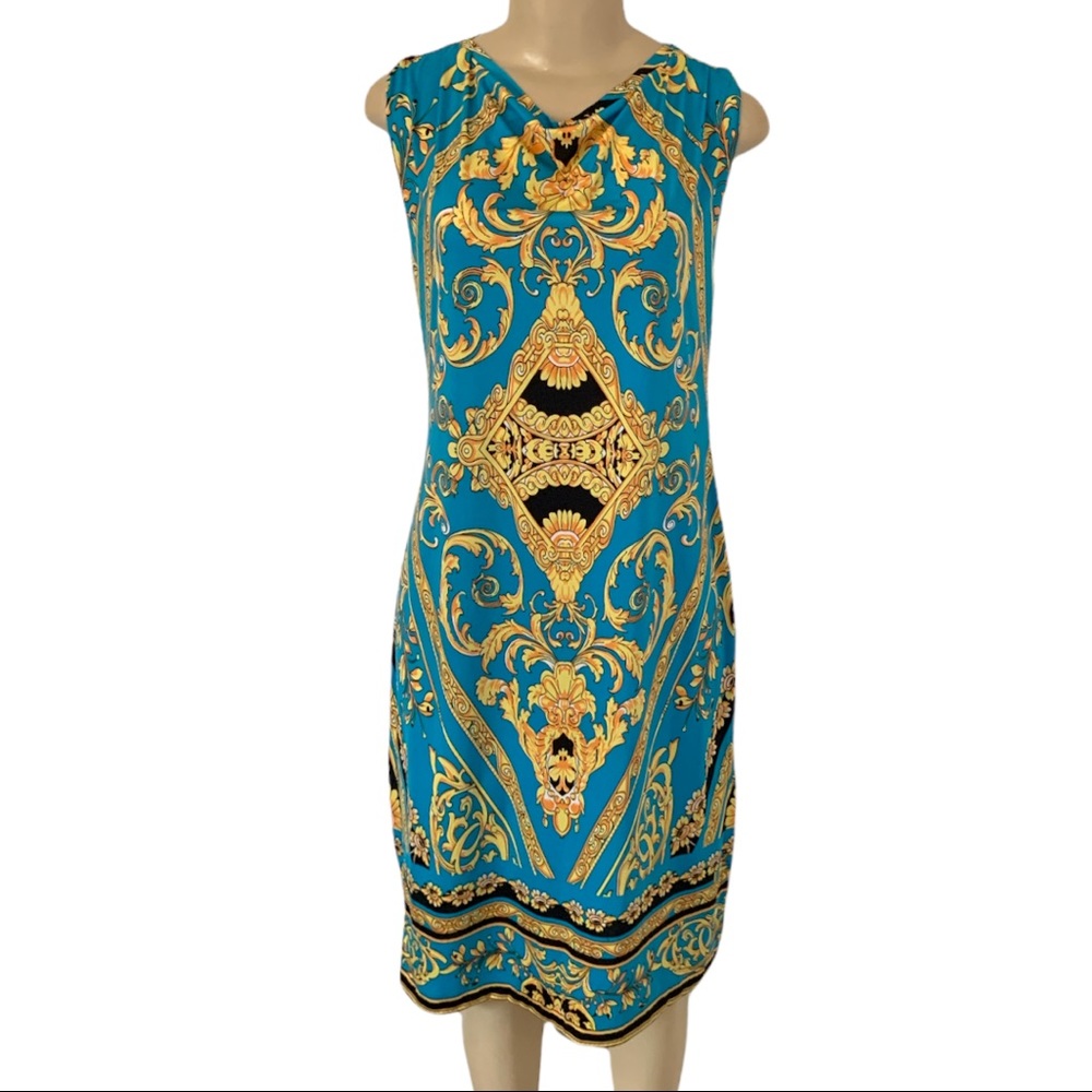 5/$25 Boho Swirl Silky Smooth Bold Pattern Sleeveless Summer Tunic Travel Dress